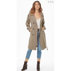 Forever 21-Herringbone Double-Breasted Trench Coat